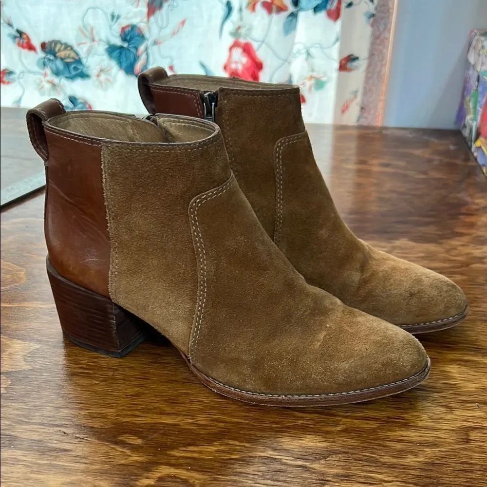 Madewell Brown Ankle Booties with Block Heel